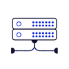 Servers connected to a network.
