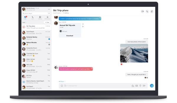 Screenshot of the Skype app.